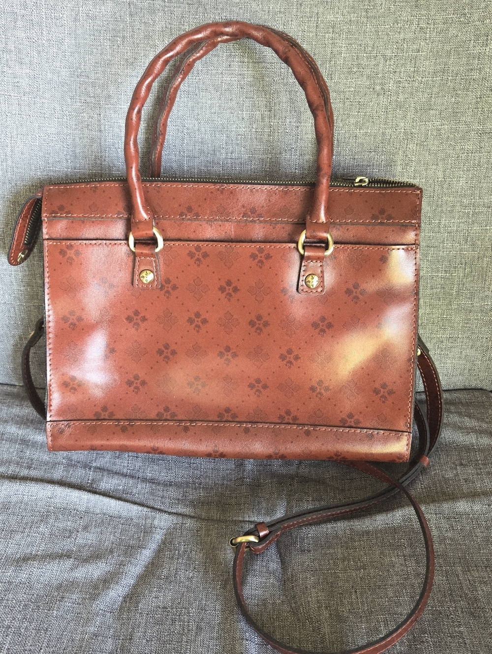 Patricia Nash Josselin Medium Leather Zipped Satchel  Crossbody Convertible